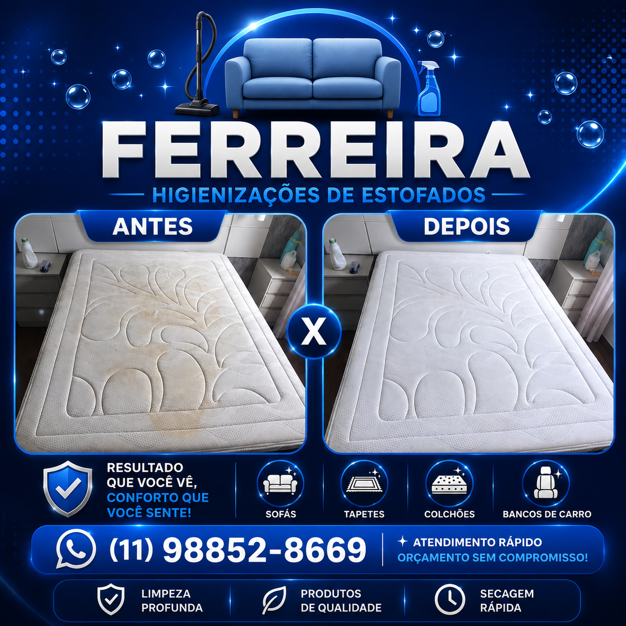 Antes e depois colchão