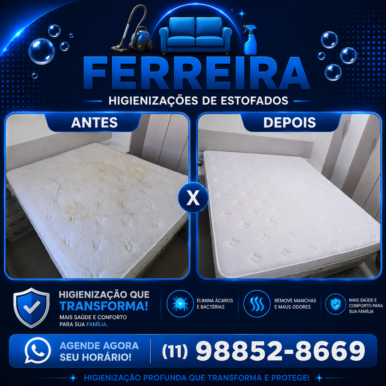 Antes e depois colchão