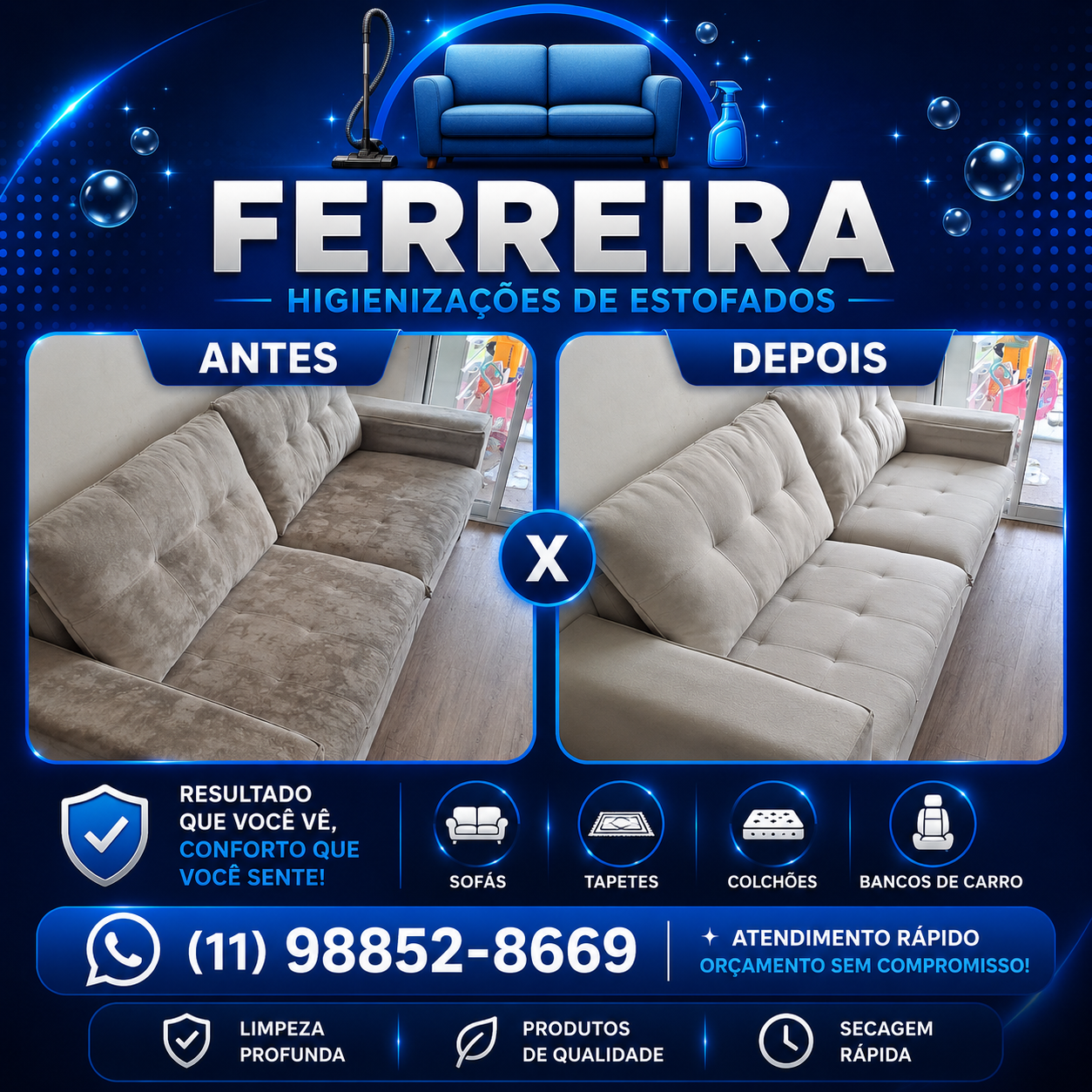 Antes e depois sofá
