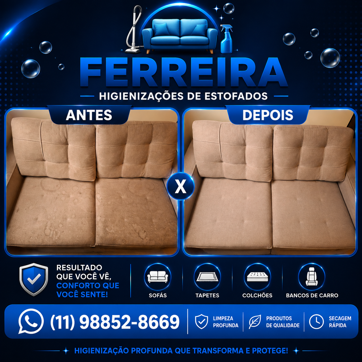 Antes e depois sofá